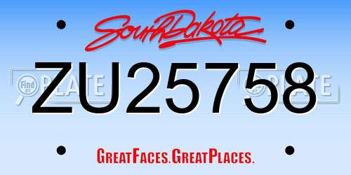 ZU25758 South Dakota License Plate
