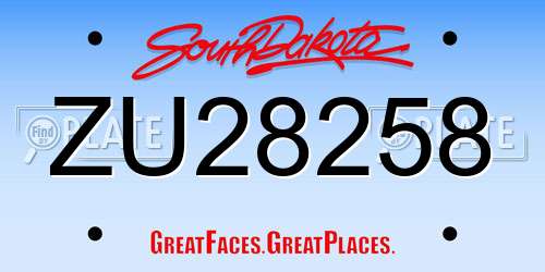 ZU28258 South Dakota License Plate