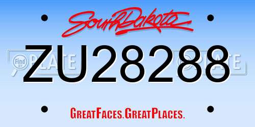 ZU28288 South Dakota License Plate
