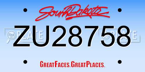 ZU28758 South Dakota License Plate