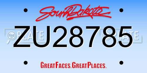 ZU28785 South Dakota License Plate