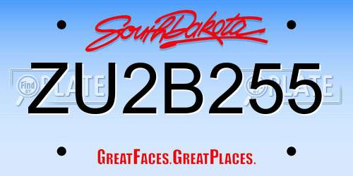 ZU2B255 South Dakota License Plate