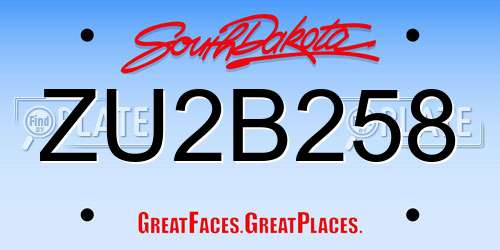 ZU2B258 South Dakota License Plate