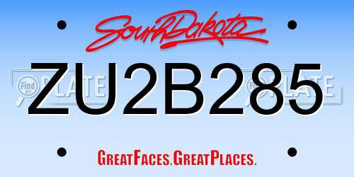 ZU2B285 South Dakota License Plate