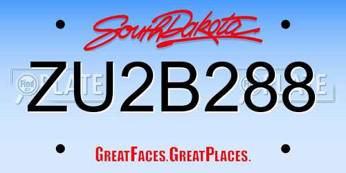 ZU2B288 South Dakota License Plate
