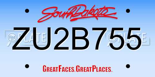 ZU2B755 South Dakota License Plate