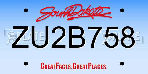 ZU2B758 South Dakota License Plate