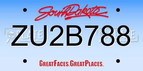 ZU2B788 South Dakota License Plate