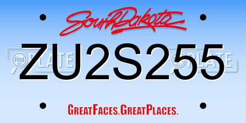ZU2S255 South Dakota License Plate