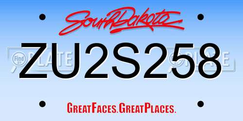 ZU2S258 South Dakota License Plate