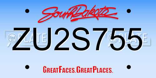 ZU2S755 South Dakota License Plate