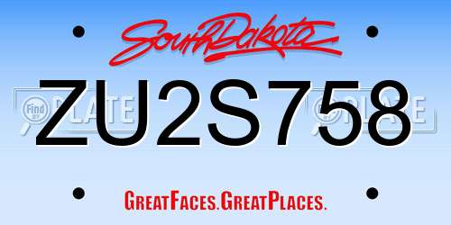 ZU2S758 South Dakota License Plate