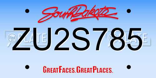 ZU2S785 South Dakota License Plate