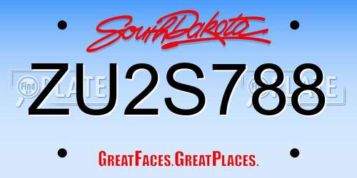 ZU2S788 South Dakota License Plate
