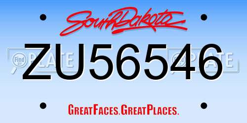 ZU56546 South Dakota License Plate