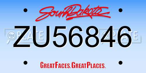 ZU56846 South Dakota License Plate