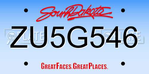 ZU5G546 South Dakota License Plate
