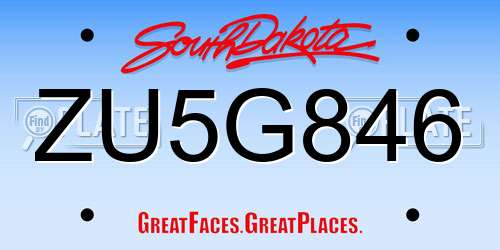 ZU5G846 South Dakota License Plate