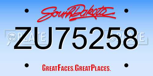 ZU75258 South Dakota License Plate