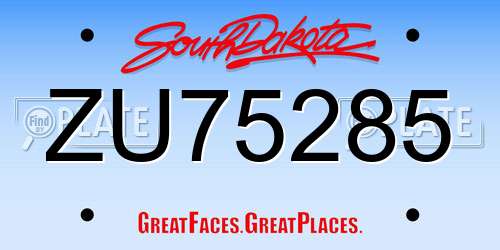 ZU75285 South Dakota License Plate