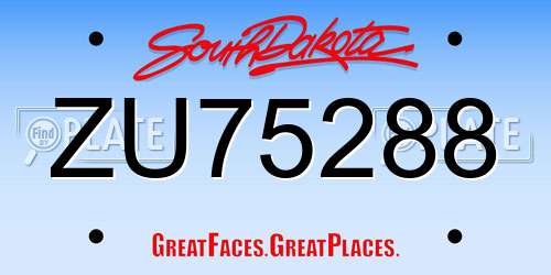ZU75288 South Dakota License Plate