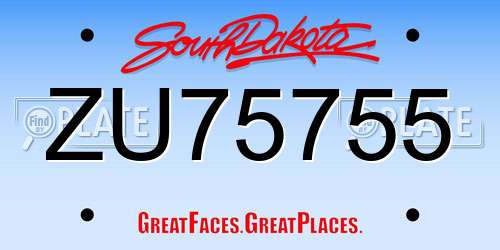ZU75755 South Dakota License Plate