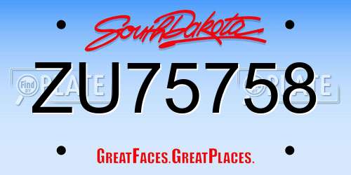 ZU75758 South Dakota License Plate