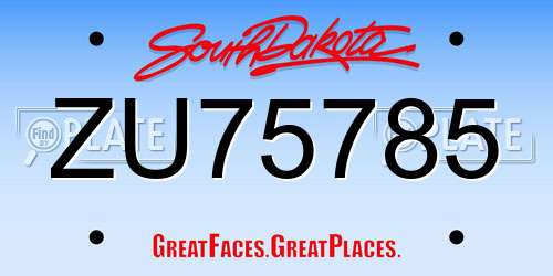ZU75785 South Dakota License Plate