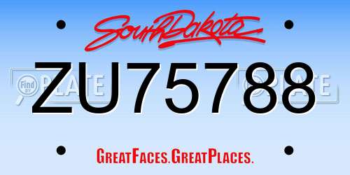 ZU75788 South Dakota License Plate