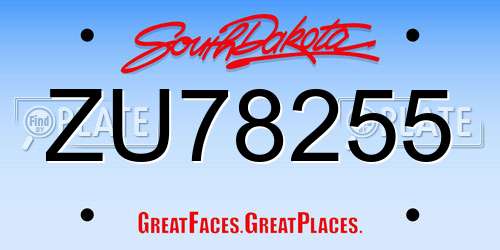 ZU78255 South Dakota License Plate