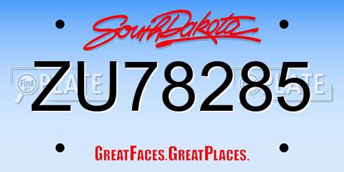 ZU78285 South Dakota License Plate