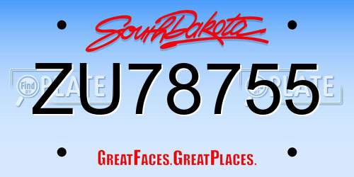 ZU78755 South Dakota License Plate
