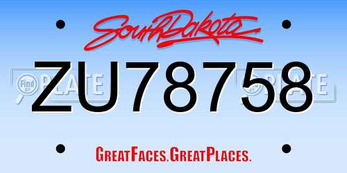 ZU78758 South Dakota License Plate