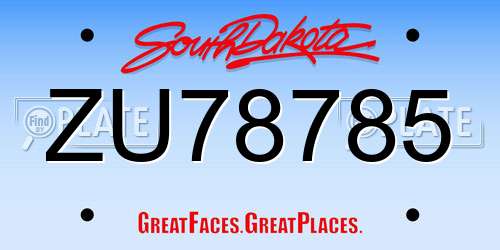 ZU78785 South Dakota License Plate