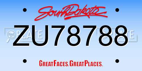 ZU78788 South Dakota License Plate