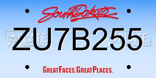 ZU7B255 South Dakota License Plate