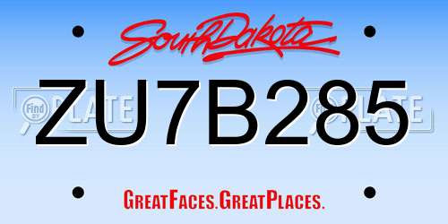 ZU7B285 South Dakota License Plate