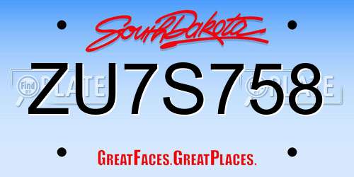 ZU7S758 South Dakota License Plate