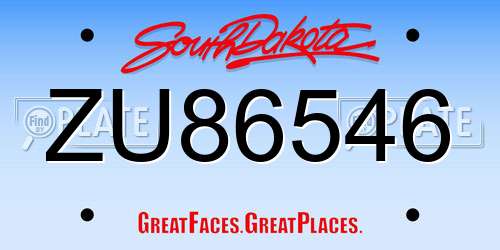 ZU86546 South Dakota License Plate