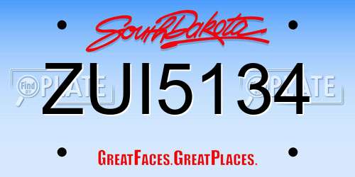 ZUI5134 South Dakota License Plate