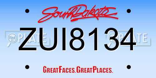 ZUI8134 South Dakota License Plate