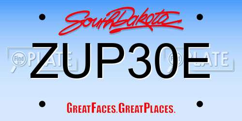 ZUP30E South Dakota License Plate