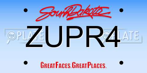 ZUPR4 South Dakota License Plate