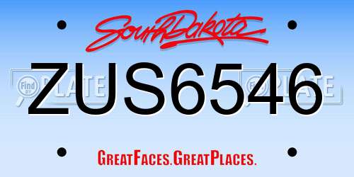 ZUS6546 South Dakota License Plate