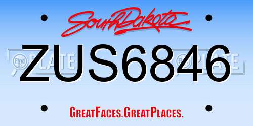 ZUS6846 South Dakota License Plate