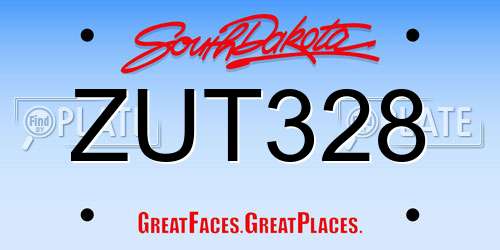 ZUT328 South Dakota License Plate