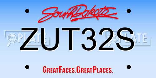 ZUT32S South Dakota License Plate