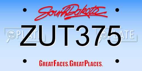 ZUT375 South Dakota License Plate
