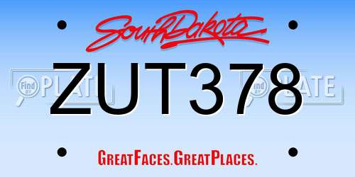 ZUT378 South Dakota License Plate
