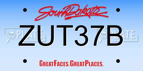 ZUT37B South Dakota License Plate